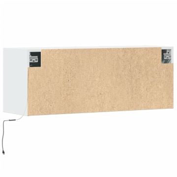 Comodă TV de perete cu lumini LED, alb, 100x31x38 cm - Img 7