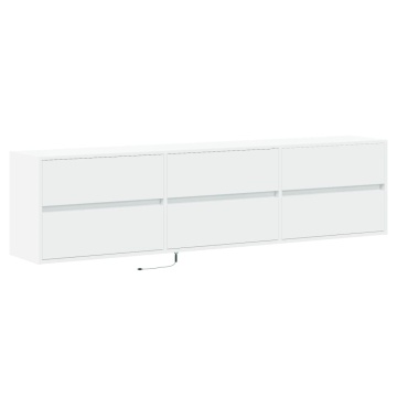 Comodă TV de perete cu lumini LED, alb, 180x31x45 cm - Img 3
