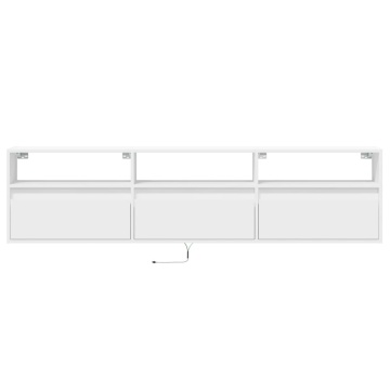 Comodă TV de perete cu lumini LED, alb, 180x31x45 cm - Img 5