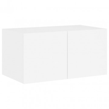 Comodă TV de perete cu lumini LED, alb, 60x35x31 cm - Img 6