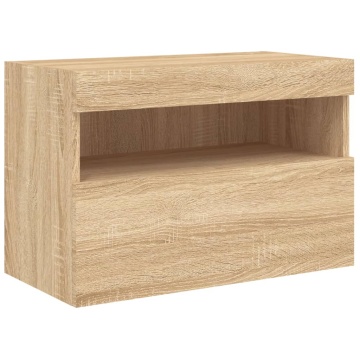 Comodă TV de perete cu lumini LED, stejar sonoma, 60x30x40 cm - Img 3