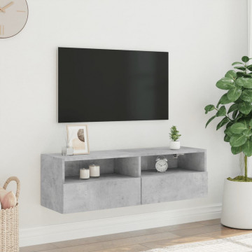 Comodă TV de perete, gri beton, 100x30x30 cm, lemn prelucrat - Img 3