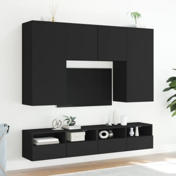 Comodă TV de perete, negru, 100x30x30 cm, lemn prelucrat - Img 4