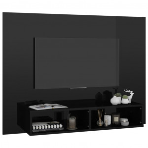 Comodă TV de perete, negru extralucios, 120x23,5x90 cm, PAL - Img 3