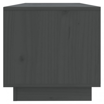 Comodă TV, gri, 90x35x35 cm, lemn masiv de pin - Img 4