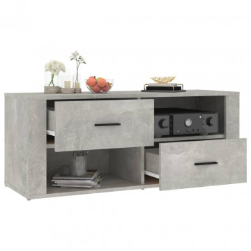 Comodă TV, gri beton, 100x35x40 cm, lemn prelucrat - Img 8
