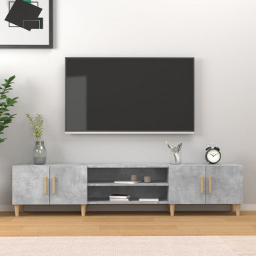 Comodă TV, gri beton, 180x31,5x40 cm, lemn prelucrat - Img 1