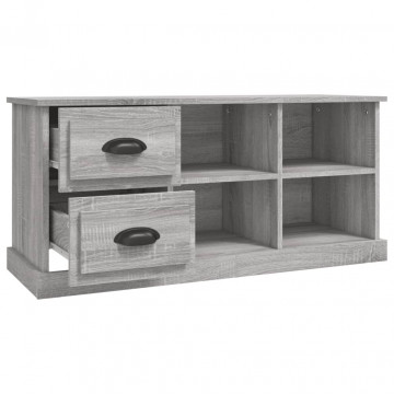 Comodă TV, gri sonoma, 102x35,5x47,5 cm, lemn prelucrat - Img 6