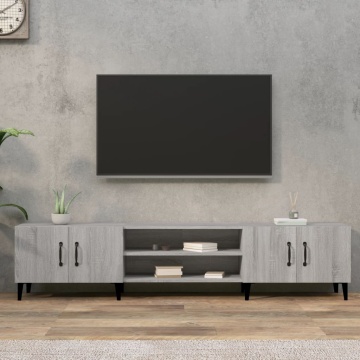 Comodă TV, gri sonoma, 180x31,5x40 cm, lemn prelucrat - Img 1