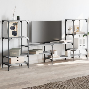 Comodă TV, gri sonoma, 206,5x28,5x95 cm, lemn compozit - Img 3
