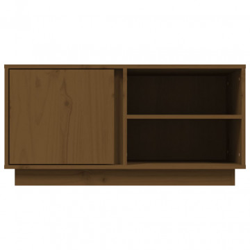 Comodă TV, maro miere, 80x35x40,5 cm, lemn masiv de pin - Img 5