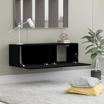 Comodă TV, negru, 100 x 30 x 30 cm, lemn prelucrat - Img 3