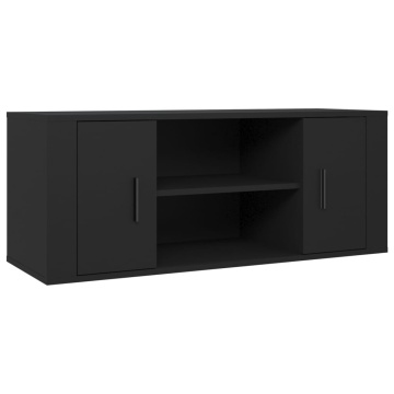 Comodă TV, negru, 100x35x40 cm, lemn prelucrat - Img 2