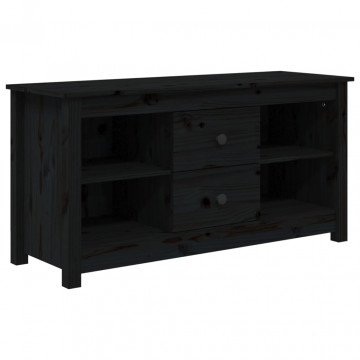 Comodă TV, negru, 103x36,5x52 cm, lemn masiv de pin - Img 2