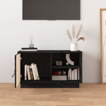 Comodă TV, negru, 70x34x40 cm, lemn masiv de pin - Img 3