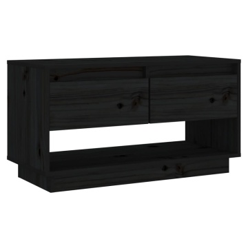 Comodă TV, negru, 74x34x40 cm, lemn masiv de pin - Img 2