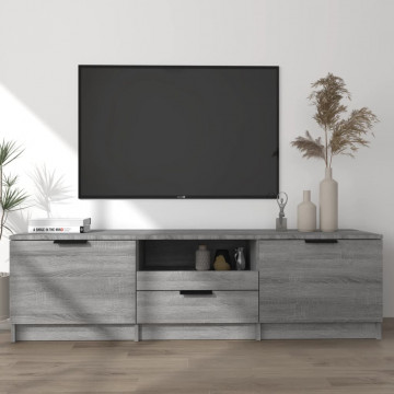 Comodă TV, sonoma gri, 140x35x40 cm, lemn prelucrat - Img 1