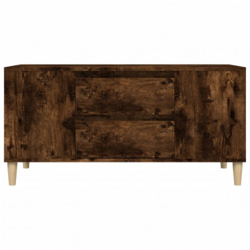 Comodă TV, stejar fumuriu, 102x44,5x50 cm, lemn prelucrat - Img 6