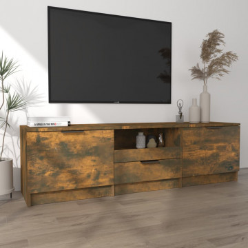 Comodă TV, stejar fumuriu, 140x35x40 cm, lemn prelucrat - Img 3