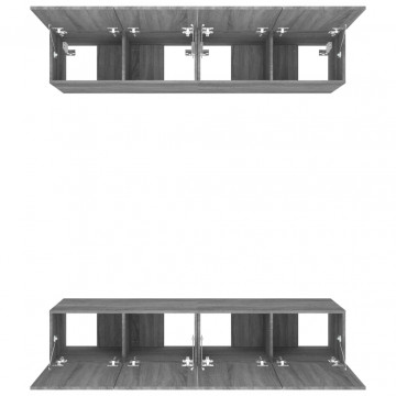 Comode TV, 4 buc., gri sonoma, 80x30x30 cm, lemn prelucrat - Img 5