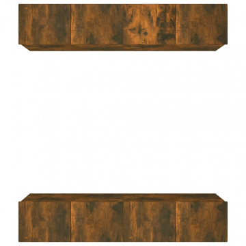 Comode TV, 4 buc., stejar afumat, 80x30x30 cm lemn prelucrat - Img 8