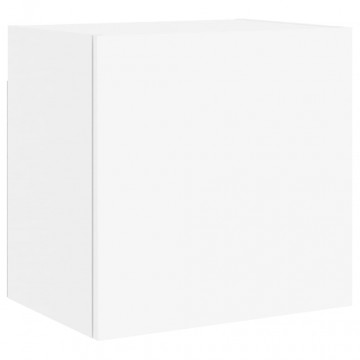Comode TV de perete, 2 buc., alb, 40,5x30x40 cm, lemn prelucrat - Img 5