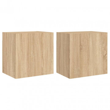 Comode TV de perete, 2 buc., stejar sonoma, 40,5x30x40 cm, lemn - Img 2