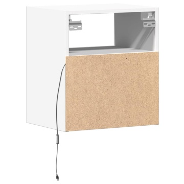 Comode TV de perete cu lumini LED, 2 buc., alb, 41x31x45 cm - Img 7
