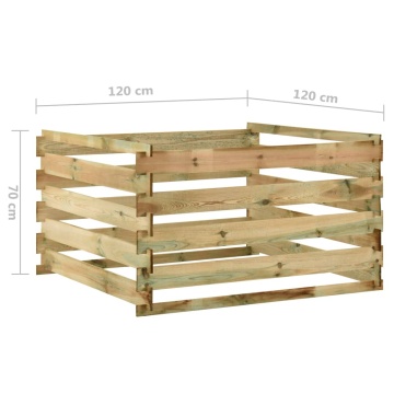 Compostor de grădină din șipci 120x120x70 cm lemn de pin tratat - Img 5