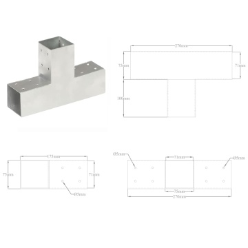 Conector de grindă, formă T, 71 x 71 mm, metal galvanizat - Img 6