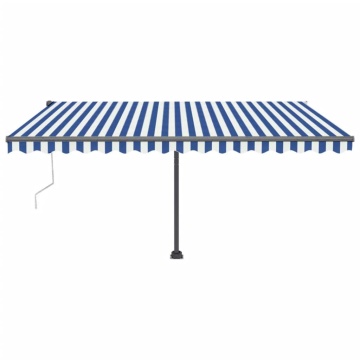 Copertină automată cu senzor vânt&LED, albastru&alb, 450x300 cm - Img 3