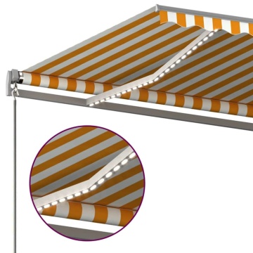Copertină automată cu senzor vânt & LED, galben&alb, 6x3 m - Img 5