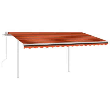 Copertină automată cu senzor vânt&LED, portocaliu/maro, 4,5x3 m - Img 2