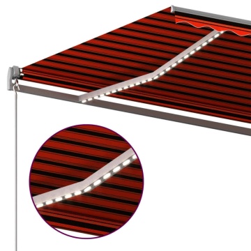 Copertină automată senzor vânt&LED portocaliu&maro, 450x300 cm - Img 5
