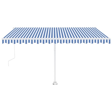 Copertină autonomă retractabilă automat albastru&alb 400x350 cm - Img 2