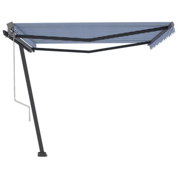 Copertină autonomă retractabilă automat albastru&alb 400x350 cm - Img 4