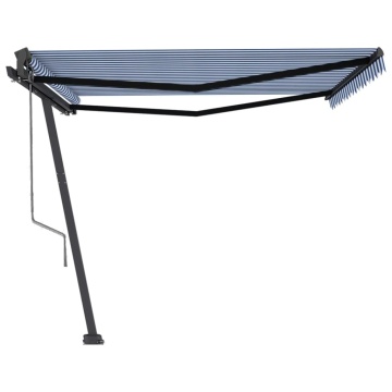 Copertină autonomă retractabilă automat albastru&alb 450x350 cm - Img 4