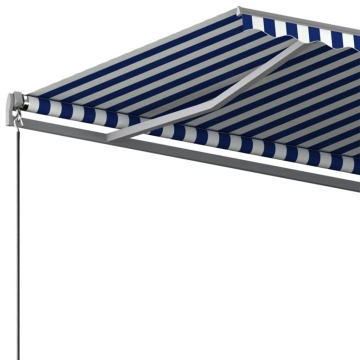 Copertină autonomă retractabilă automat albastru&alb 450x350 cm - Img 5