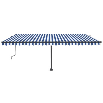 Copertină autonomă retractabilă automat albastru&alb 500x350 cm - Img 3