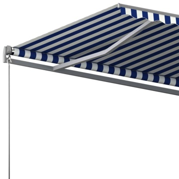 Copertină autonomă retractabilă automat albastru/alb 600x300 cm - Img 5