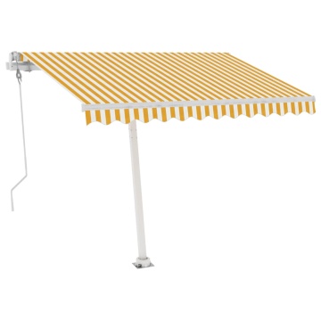 Copertină autonomă retractabilă automat, galben&alb, 350x250 cm - Img 2