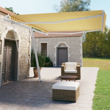 Copertină autonomă retractabilă automat galben&alb 450x350 cm - Img 1