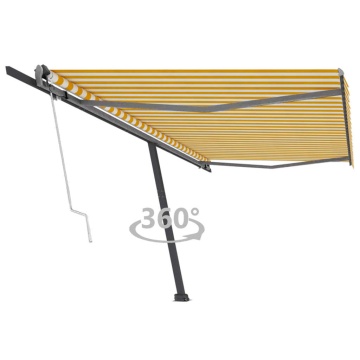 Copertină autonomă retractabilă automat galben&alb 500x300 cm - Img 1
