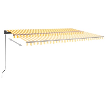 Copertină autonomă retractabilă automat galben&alb 500x350 cm - Img 8