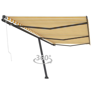 Copertină autonomă retractabilă automat galben&alb 600x300 cm - Img 1