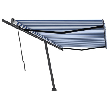 Copertină autonomă retractabilă manual, albastru/alb, 500x300cm - Img 2