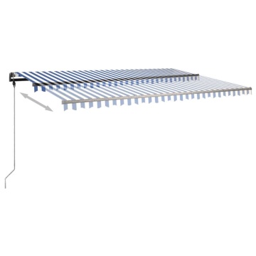 Copertină autonomă retractabilă manual, albastru&alb 500x350 cm - Img 8