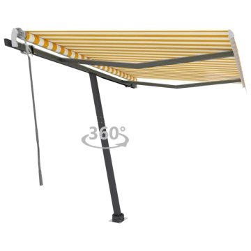 Copertină autonomă retractabilă manual, galben&alb, 350x250 cm - Img 1
