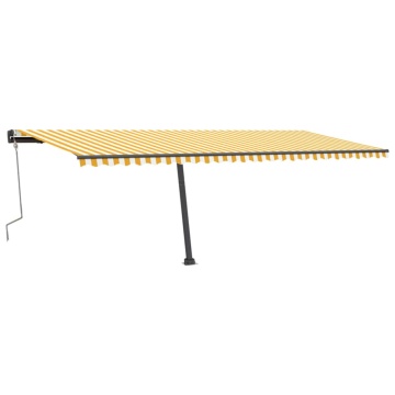 Copertină autonomă retractabilă manual, galben&alb, 600x300 cm - Img 3