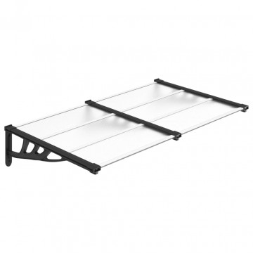 Copertină de ușă, negru și transparent 152,5x90 cm policarbonat - Img 2
